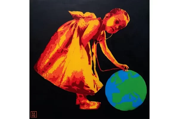 Original artwork on canvas "Earthbeat" by LAPIZ, urban art, stencil, aerosol, asking price €4100