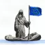 Hand-finished screenprint "Ferryman" by LAPIZ, ferryman over the styx river in a zodica holding European flag. signed and numbered asking price €105